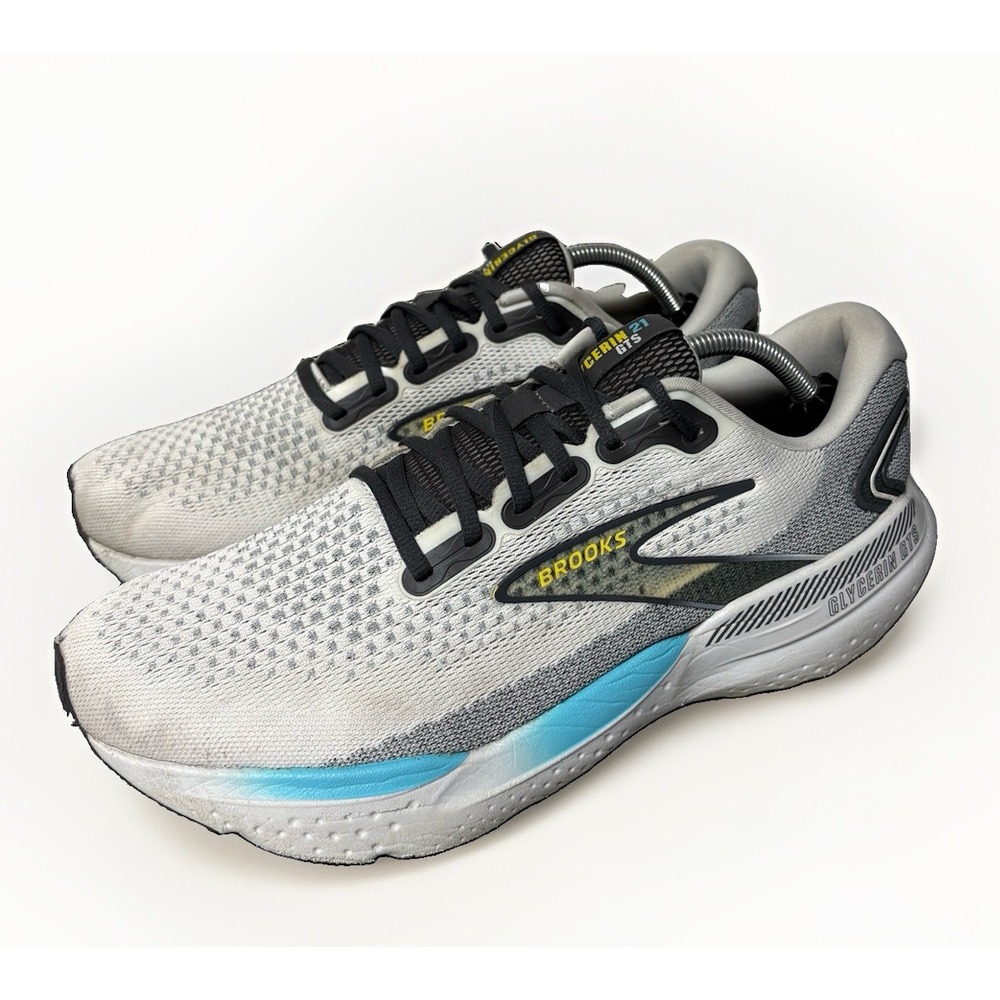 Brooks Glycerin GTS 21 Mens Running Shoes White Grey Blue 1104201D184 Size 12D